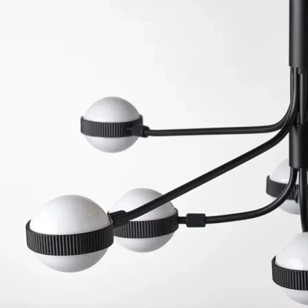 Ikea Storslinga LED Chandelier 8 Arm Ball Light Modern Fixture Black White New